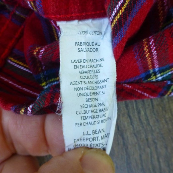 VIntage LL Bean Button Down sz L Flannel Shirt red plaid - Picture 3 of 5